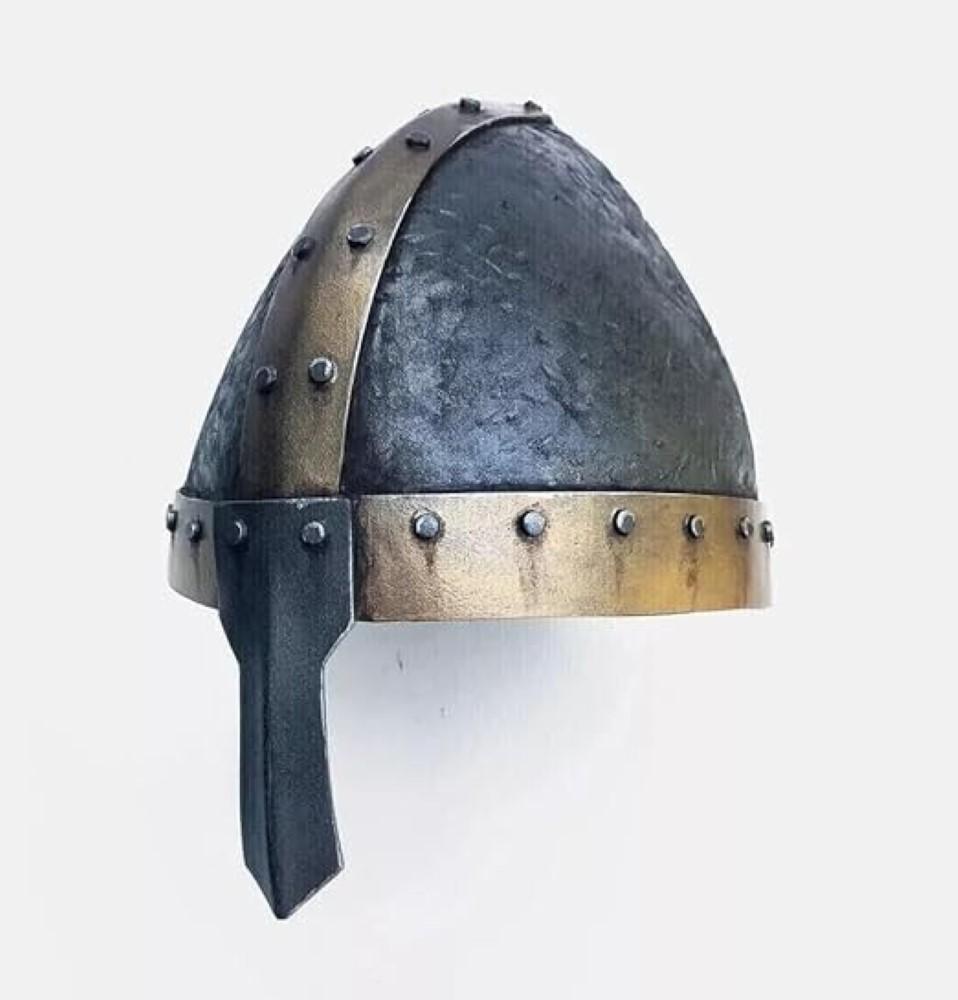 Casco Normano de Acero de Calibre 18 Medieval Armadura Vikinga