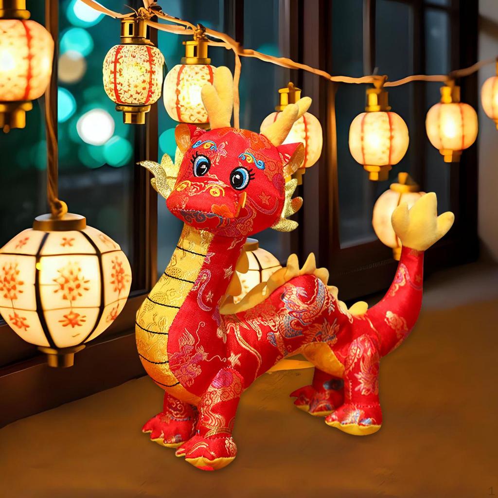 Chinese Dragon Plush Doll Toy Stuffed Animal for Office Bed Party Living