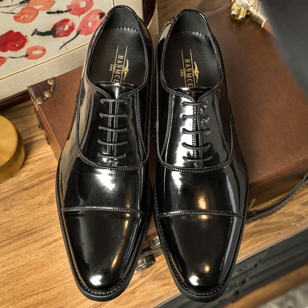 Patent leather three-joint men's shoes Oxford shoes leather shoes men's