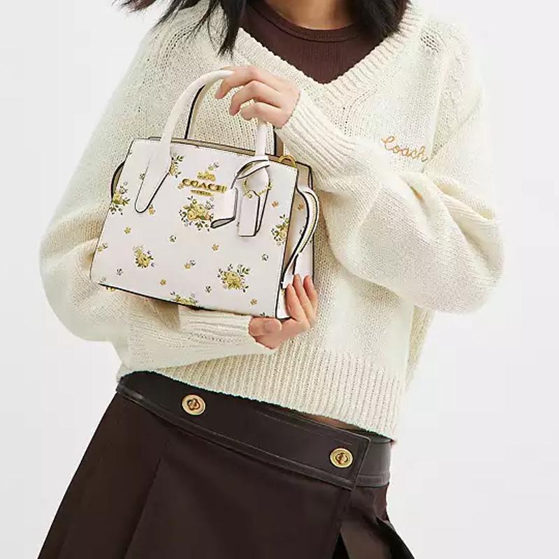 Coach ANDREA CARRYALL 22 Tracolla Rimovibile Borsa a Mano in Pelle di Vitello Borsa Tote Borsa per la Spesa Borsa a Spalla a Mano Piccola da Donna Beige