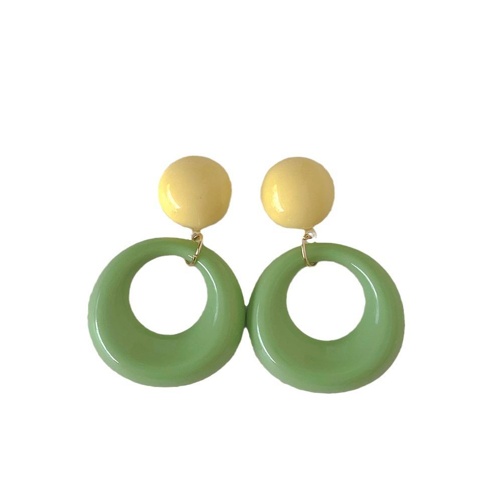 Hong Kong Retro Oval Acrylic Geometric Earrings with S925 Silver Needle