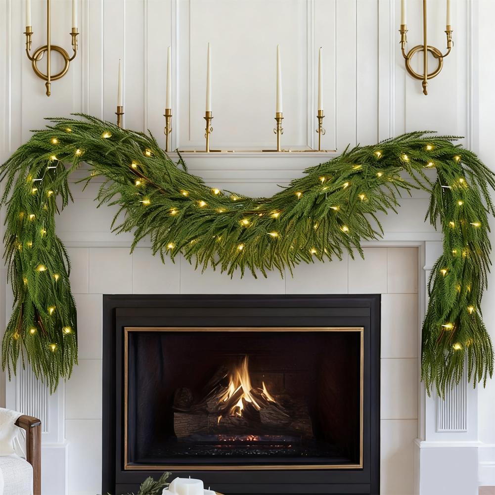 1pc Artificial Norfolk Pine Christmas Wreath Fake Green Garland Front Door Walls Porches Home Decor Xmas Decor Christmas Decor