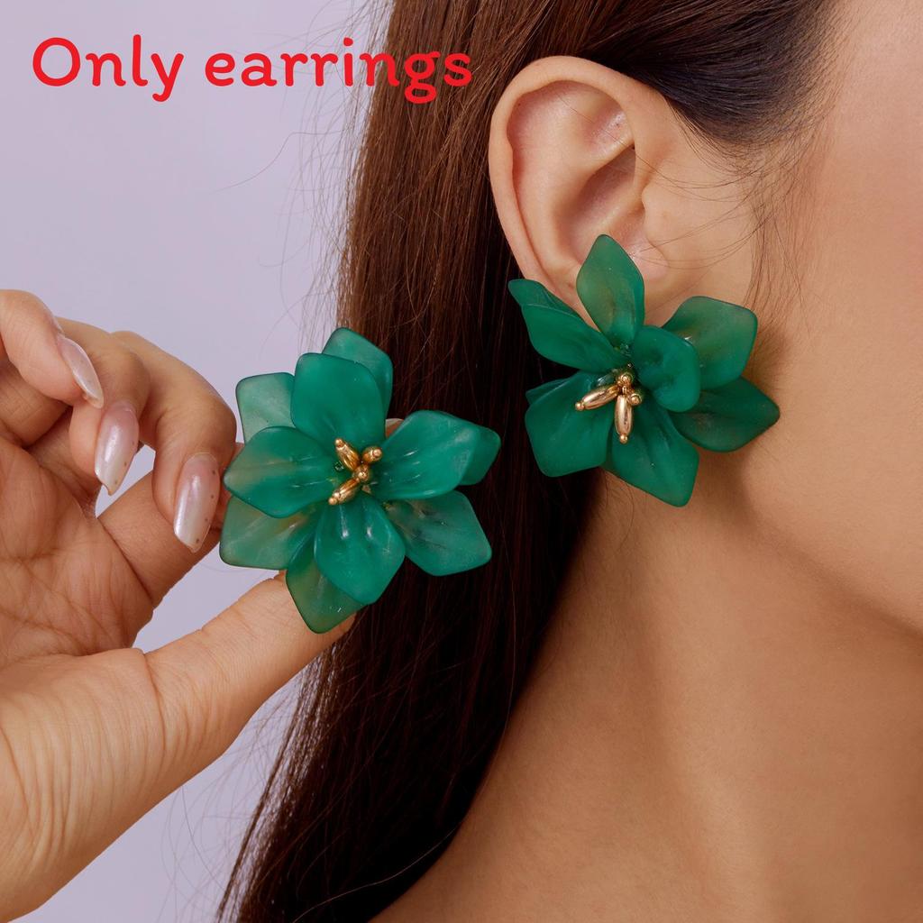 Womens Acrylic Floral Earrings Handmade Geometric Plant Flower Accessories