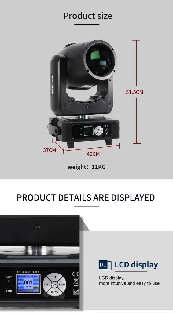 Beam 7r Mini 230w Atmosphere Mobile Stage Light with Aperture Rainbow LED Spotlight Dmx DJ Bar Party Wedding Christmas Atmosphere