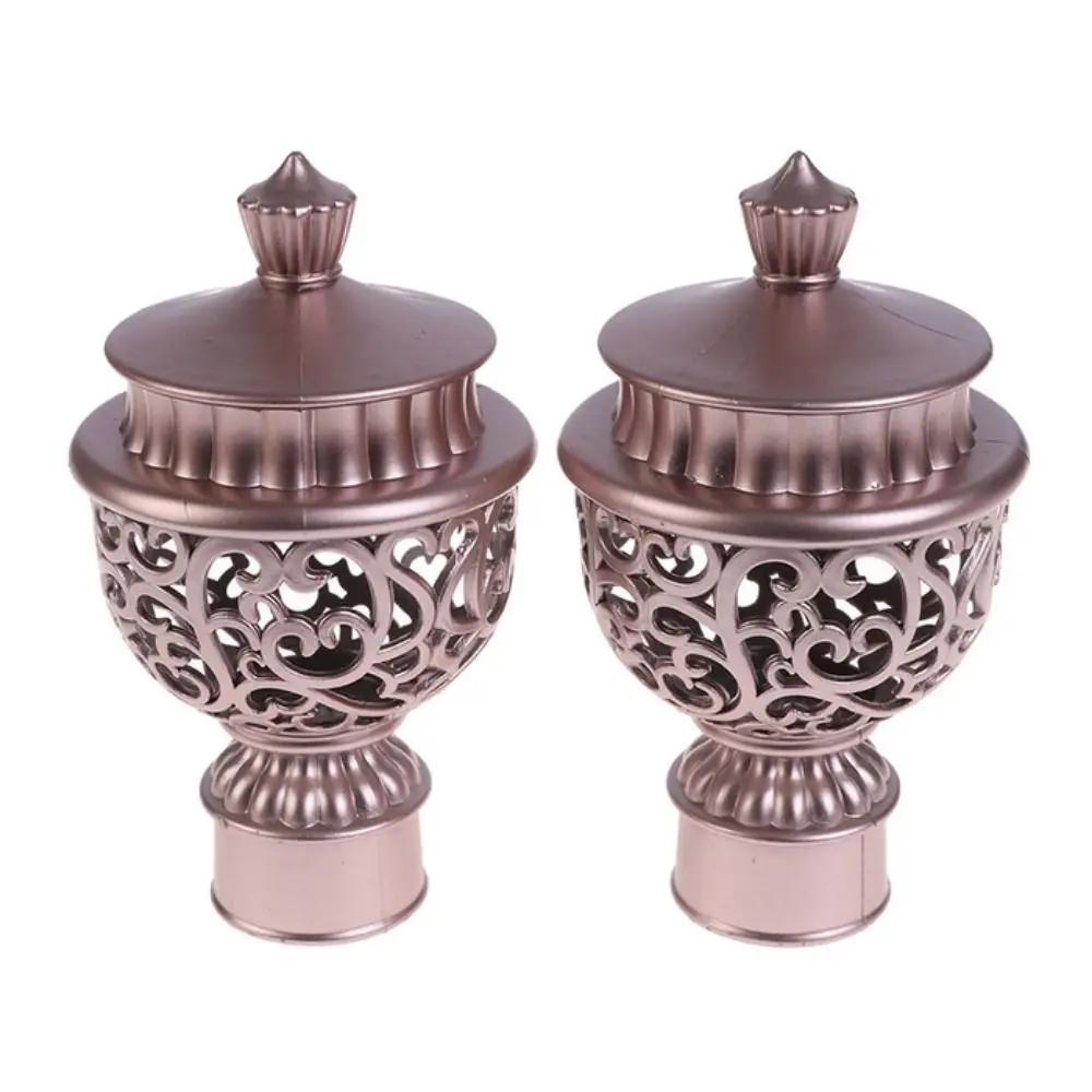 2pcs European Style Curtain Rod Cap Retro Roman Pole Curtain Rod Plug Drapery Rail End Practical Curtain Plastic Decorative Head