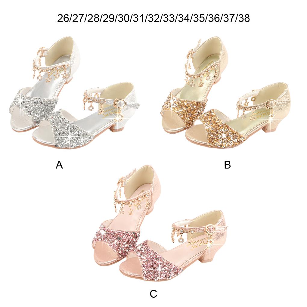 Girls Ballerina Glitter Shoes Children Ballet Wedges Party Shoe Carnival Christmas Sandals with Shoelace Stage