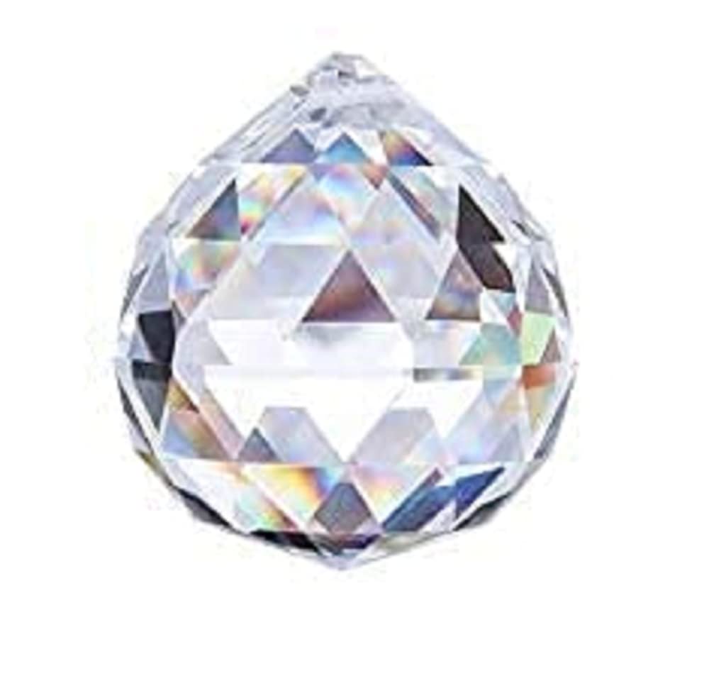 Fengshui Clear Crystal Hanging Ball with Red String, Good Luck and Prosperity Suncatcher Home Decoration/Gift - 1 Piece