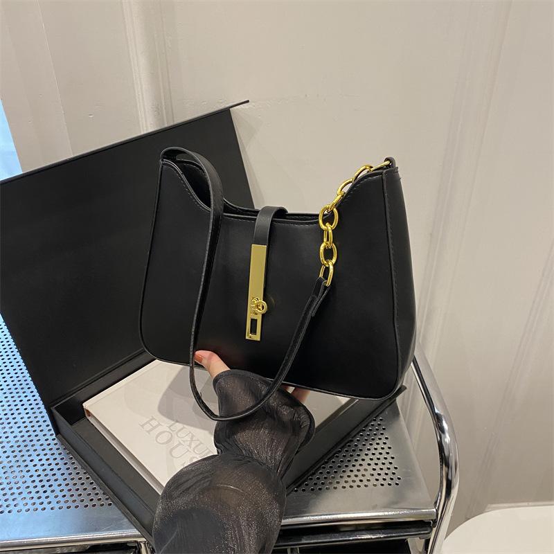 

Premium bag 2025 new trendy women s bag autumn simple and versatile commuter shoulder bag texture niche underarm bag чорний