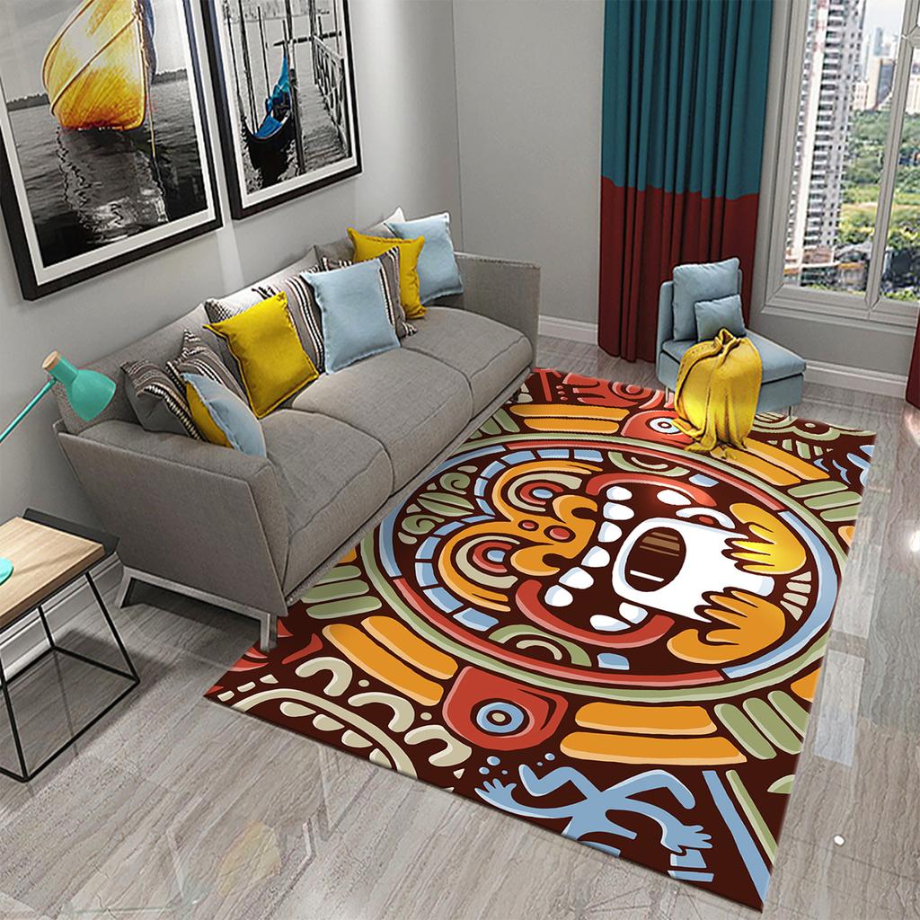 Non-slip Rug Outdoor Living Room Bedroom Decoration Mexico Mayan Tribal Culture Rug Bathroom Kitchen Door Mat