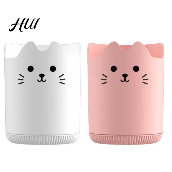 Large Capacity Pen Organizer Holder 360 Degree Rotating Cat Pattern Transparent Stand Design Stationery Desk Accessory