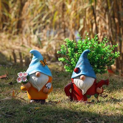 Crafts Resin Gnome Dwarf Flower Pot Cartoon Decorative Garden Elf Pot Figurine Cute Hydroponic Flower Holder Green Plants Potted