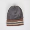Autumn and winter hairball flanged knitted hat men's and women's color striped edge fashion warm wool hat