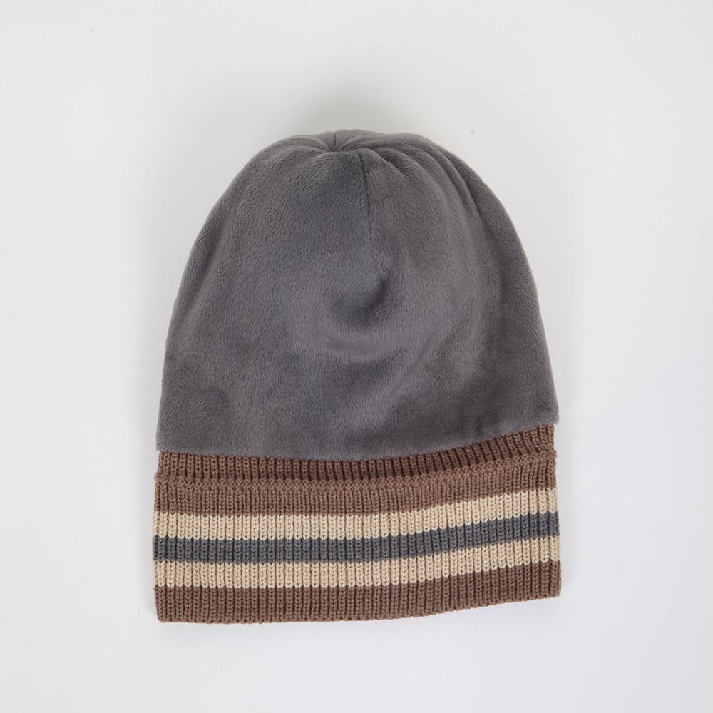 Autumn and winter hairball flanged knitted hat men's and women's color striped edge fashion warm wool hat