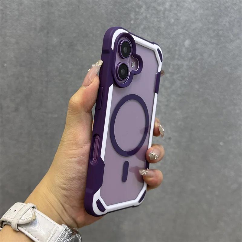 Hit Color Magnetic For Magesafe Wireless Charge Case For iPhone 17 Pro 16 13 14 12 15Pro Max Transparent Shockproof Bumper Cover