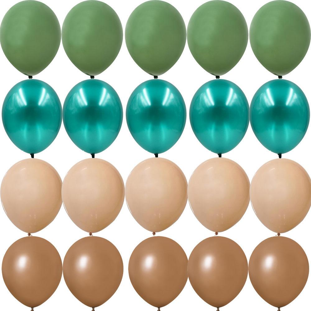20PCS 10inch Balloon Kit Retro Green White Gold Balls Birthday Wedding Anniversary Jungle Summer Party Decor Home Supplies KTY
