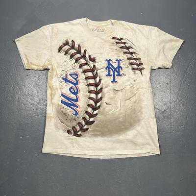 New York Mets Liquid Blue Mens Hardball Tie-Dye T Shirt Short Sleeve Size XL