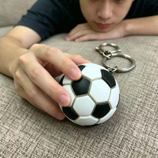 Keychain Pendant with LED Light Realistic Football Design Keyring Compact Bag Decoration Night