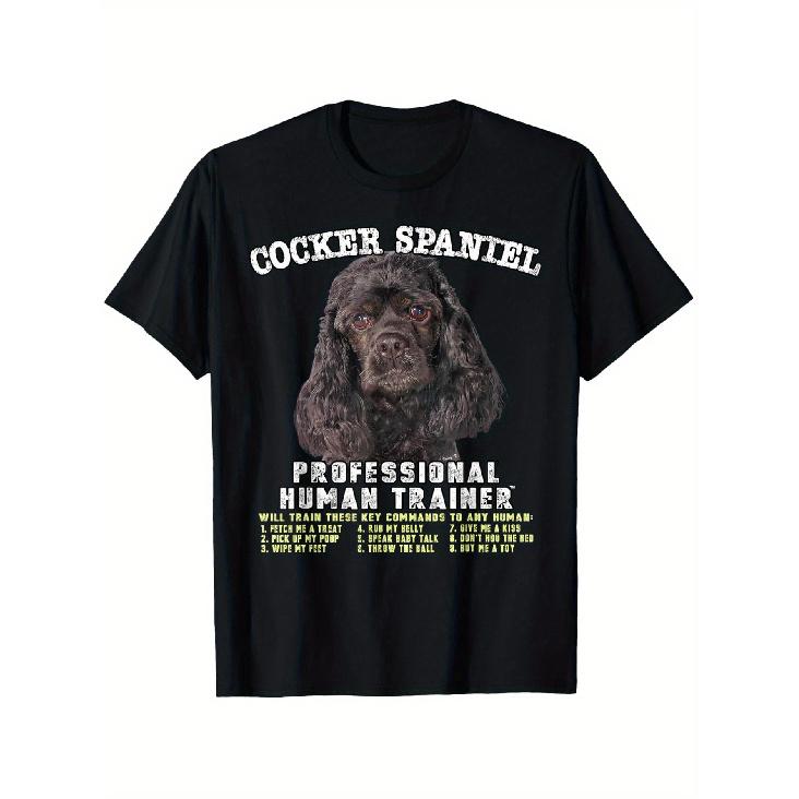 Funny Cocker Spaniel Dog Lover T-Shirt - Professional Human Trainer Slogan & Poodle-Like Mockup Design, 100% Cotton Unisex Casual Tee for & (S-XXXL), S чёрный
