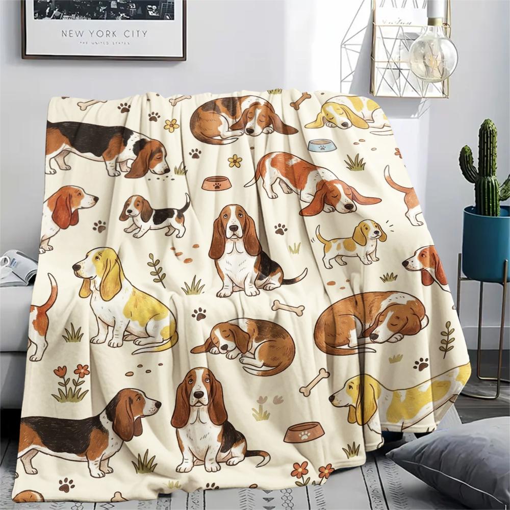 1PC Cute Dog Print Flannel Blanket, High Quality All Seasons, Home Decor, Warmth and Comfort, Perfect for Christmas Gifts