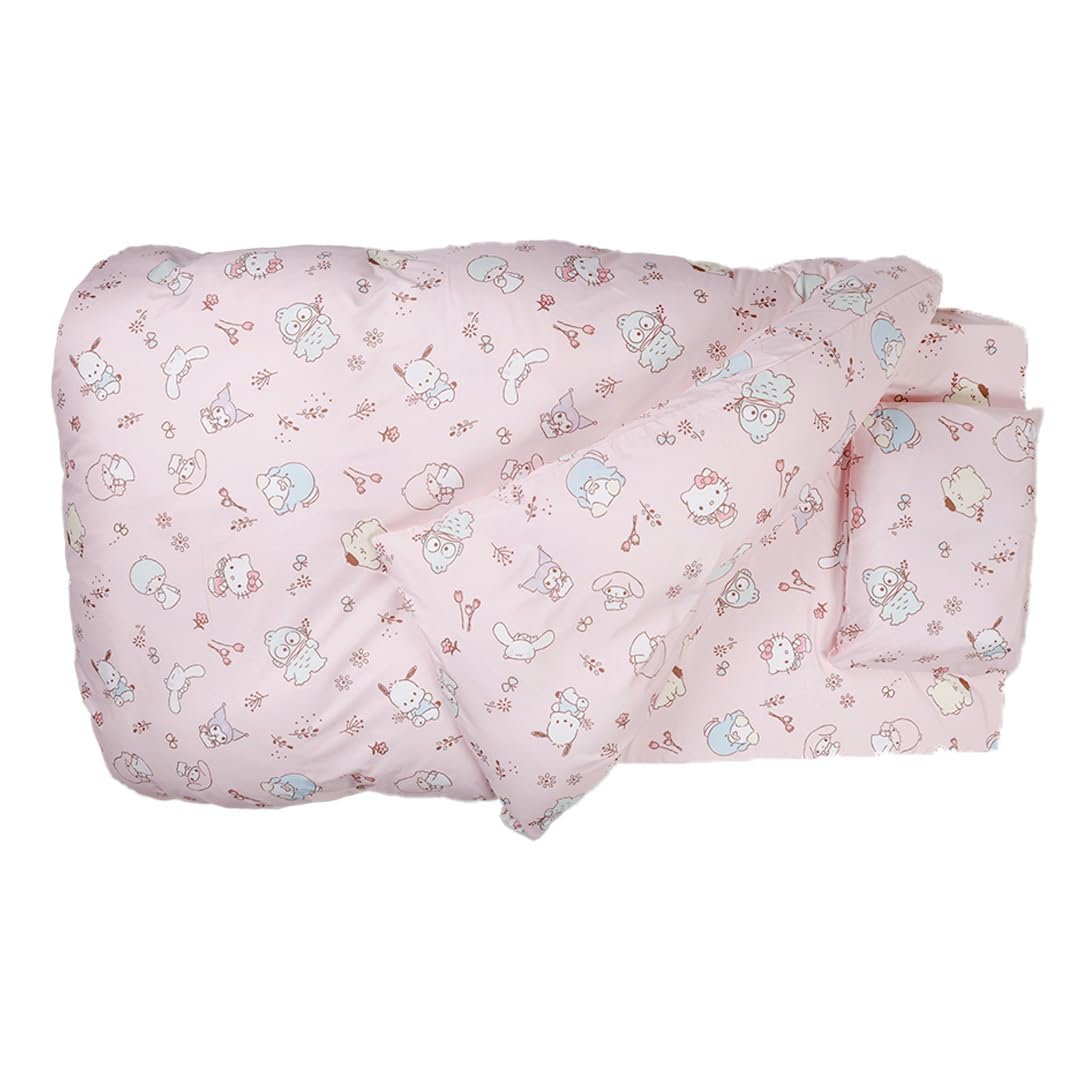 

Marushin Cover Set featuring Sanrio Characters and Nakayoshi featuring a cute character fitted and Stylish Set 3-Piece Flowers, design, pillow, sheet,