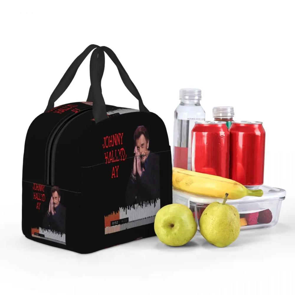 Sac à déjeuner isotherme personnalisé Johnny Hallyday Chanteur de Rock Français pour Pique-nique en Plein Air Réutilisable Glacière Thermique Boîte Bento Femmes Enfants