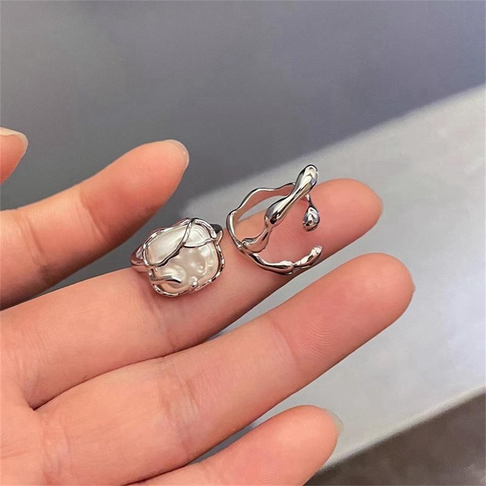 Pearl open ring female ins wind cold wind design sense French ring tide