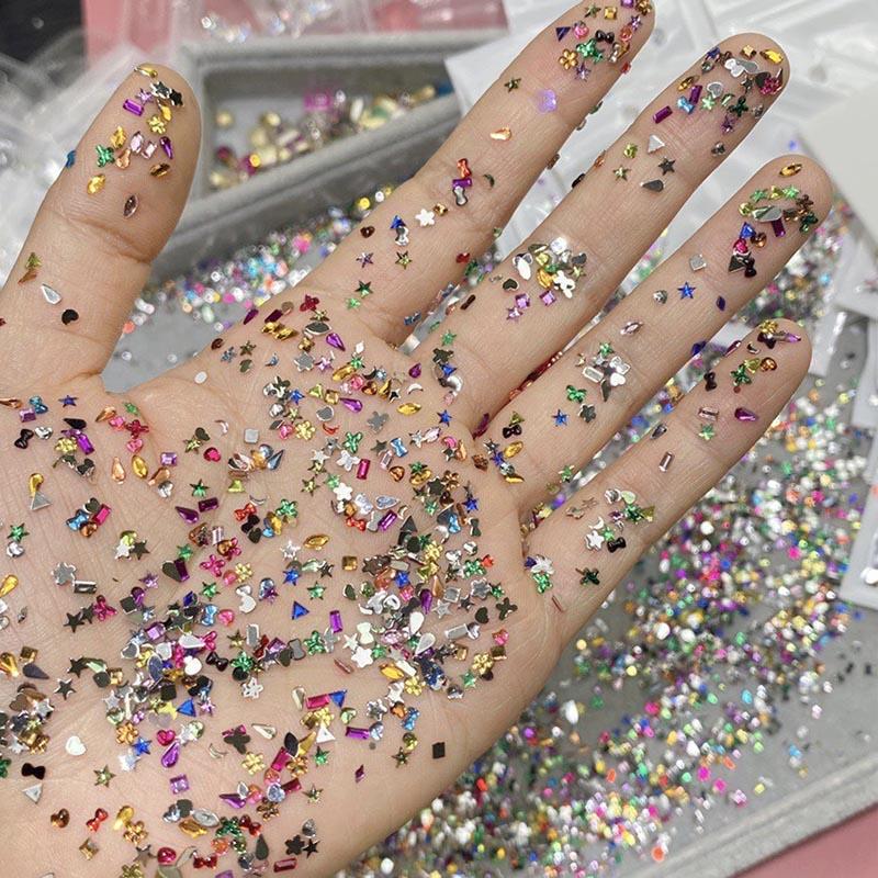 New 100/200/300pcs Rhinestones for Nails Jewel V Cut Stone Nail Diamonds Rhinestones Crystal Mini Ribbon Parts MJZ01