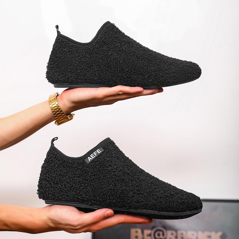 Men Winter Loafers Lightweight SlipOn YRZL Cotton Shoes Warm Slip Slippers Plush Indoor Home Cotton Warm Protection for Cold Weather Conditions