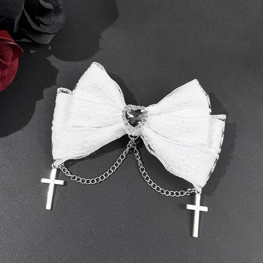 Gothic Lolita Style Hair Clip Black Ribbon Bow Fashionable Hair Clips for Women