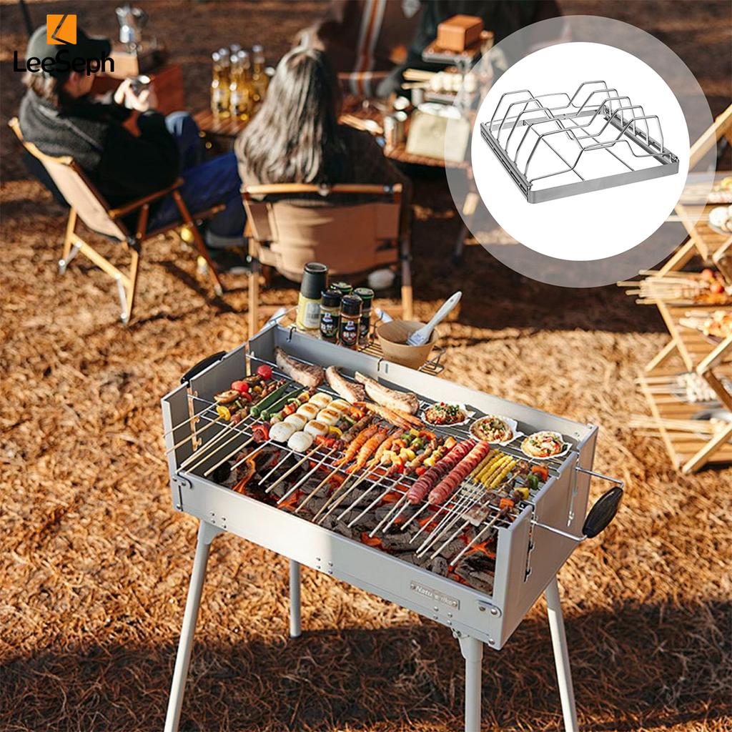 Stainless Steel Rib Rack, Foldable Rib Cooking Rack Barbecue Grill, BBQ Tool for Family Party, Outdoor Camping, Christmas Party