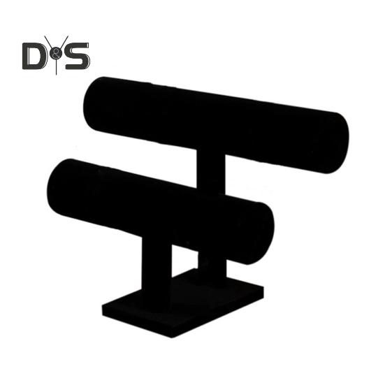 

Двухъярусная подставка для браслета, браслета, часов, ювелирных изделий, настольная горизонтальная подставка для часов для туалетного столика в спальне чёрный