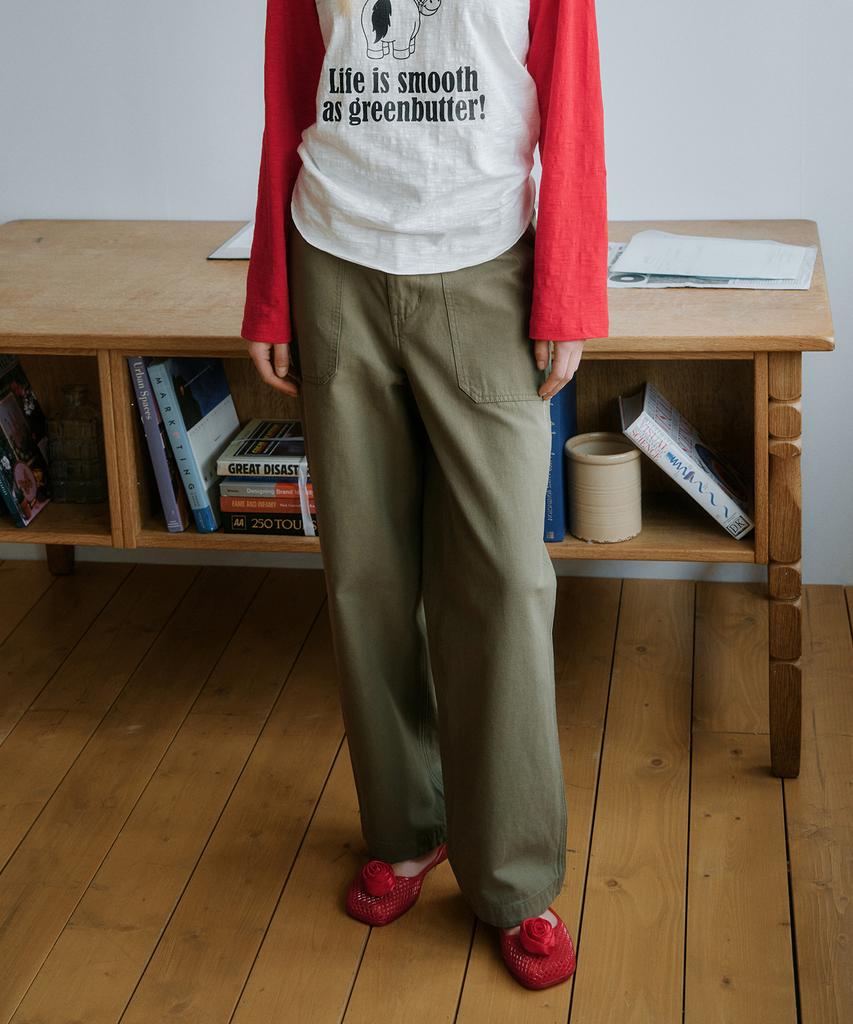 GREENBUTTER Patch Pocket Pants (Khaki)