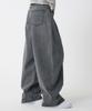 UNKNOWN PLANET Side Cut Tuck Pleat Wide Pigment Cotton Pants Gray