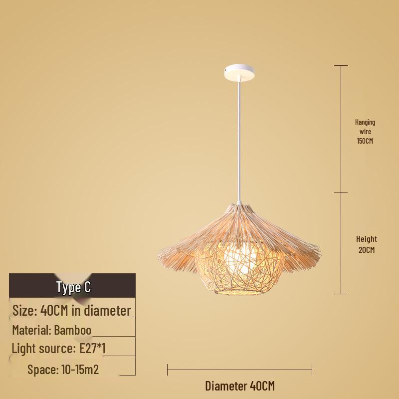 Creative Bamboo & Rattan Pendant Light for Bedroom, Japanese Restaurant, or Teahouse