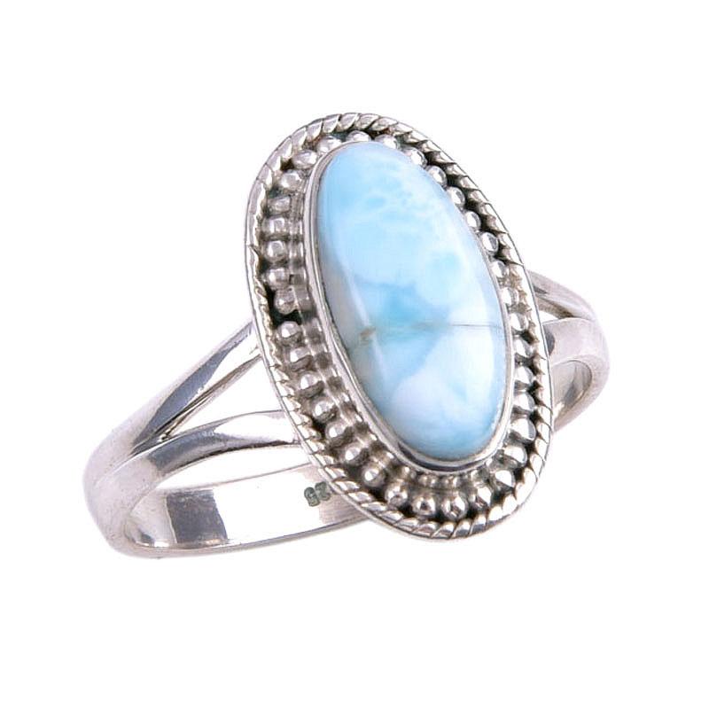 Natural Republic Larimar Gemstone 925 Sterling Silver Jewelry Ring Size 8.5 V6o67