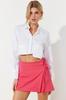 Women's Fashion Woven Short Skirt with Mink Binding and Eyelet Detail