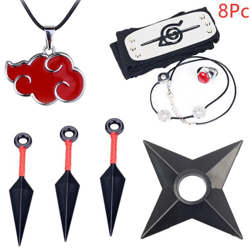 Set pláště Akatsuki s červenými mraky: Obsahuje plášť Naruto, prsten, doplňky čelenky - Ideální pro halloweenský kostým