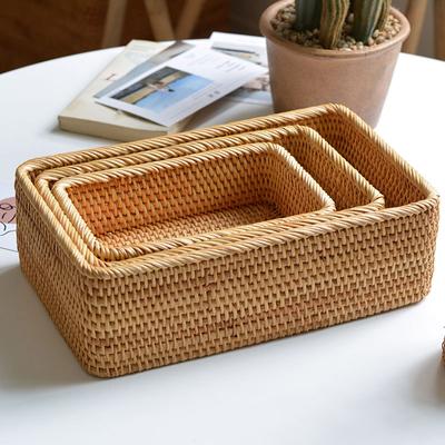 Rattan Woven Storage Basket Organizer Handmade Multipurpose Photography Props Sundries Accessories