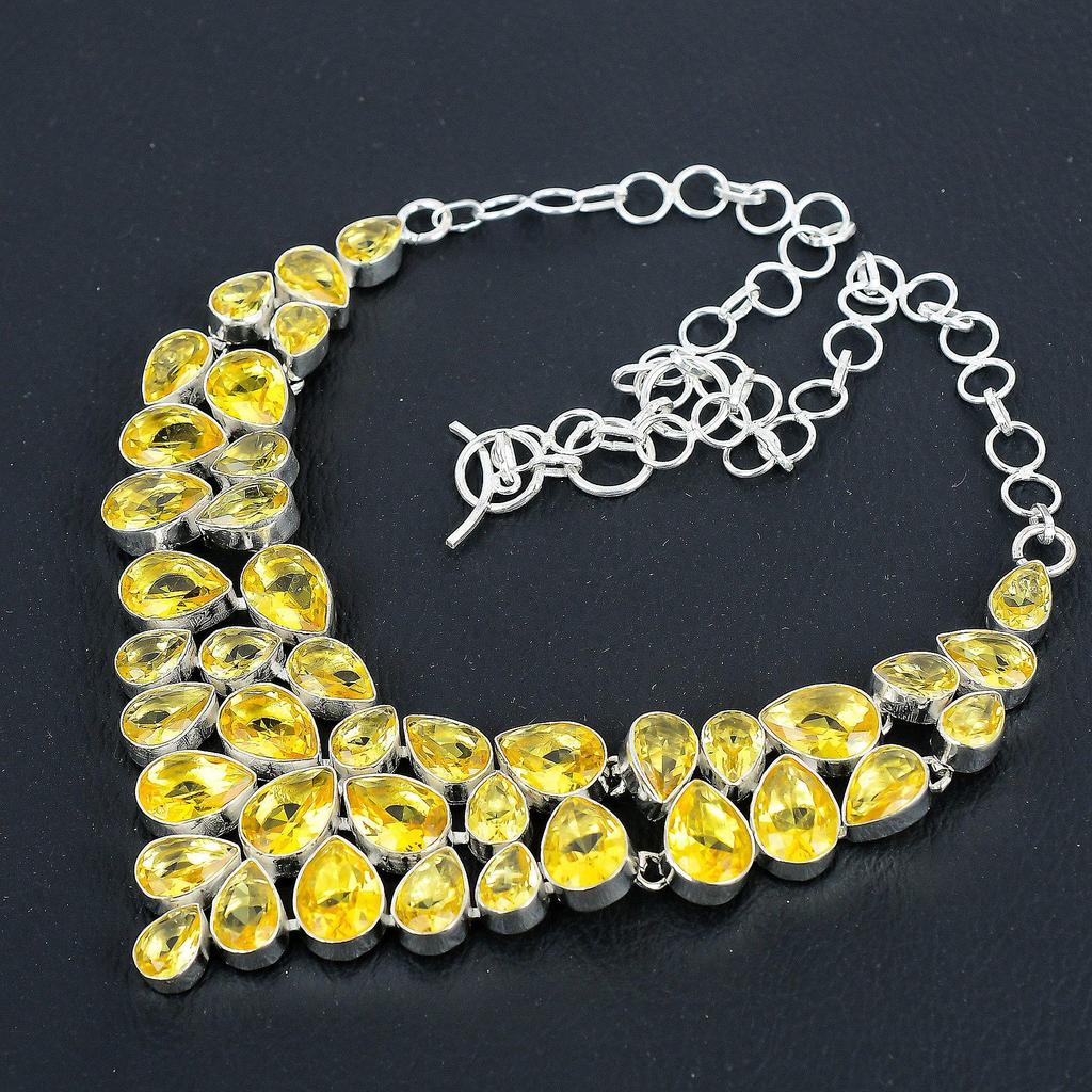 Incroyable Collier en Argent Sterling 925 Fait Main avec Pierre Précieuse Citrine, Collier en Argent Citrine Pour Femme, Collier Unisexe, Cadeau d'Anniversaire