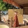 South France Holiday Hollow Pleated Tube Top Neck Skirt Thai Bohemian Ethnic Style Holiday Style Photo Beach Skirt