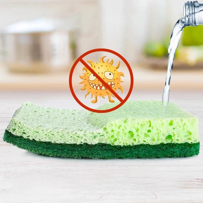 Natural Wood Pulp Cotton Sponge Wipe Re-Washable Sponge Household Cleaning Pad Kitchen Cleaning Gadgets Descaling Cleaning Rub