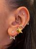 6pcs Hip Hop Rock Silver Pentagram Women's Earrings Party Jewelry