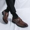 Men's Formal Crocodile Pattern Monk Strap Slip-On Shoes for Weddings and Business