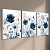 3pcs/set Blue Flower Plane Art Oil Painting Canvas with Wood Frame Draw Wall Decor Home Decorations