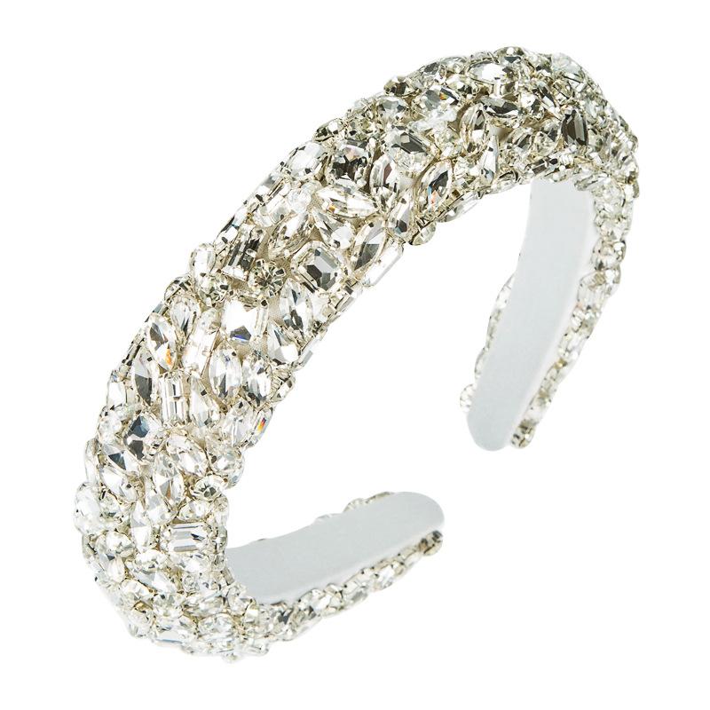 Women Baroque Heavy Industry Headband Vintage Sponge Wide Edge Hair Bundle Hand-stitched Hair Ornaments