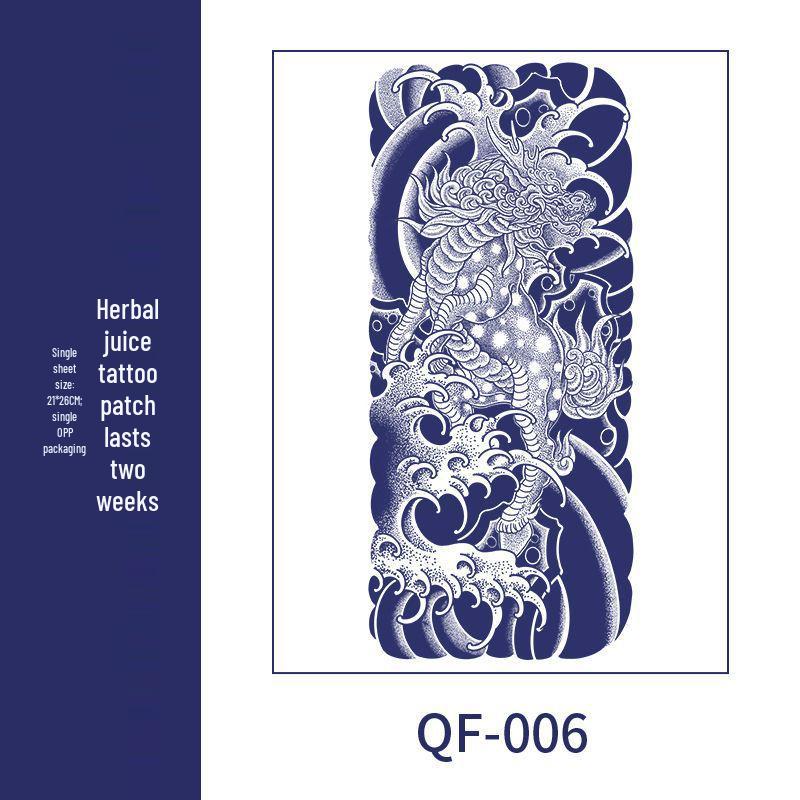 Men's Semi-Permanent Herbal Waterproof Tattoo Stickers - Long-Lasting, Non-Reflective Full Arm Cover