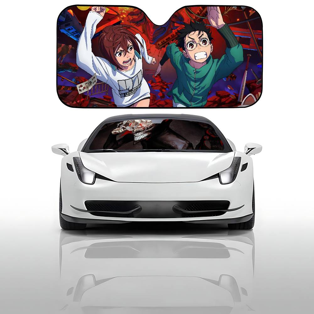 Anime D-Dandadan Car SunShade Car Sunshade Covers Cover Universal Windscreen Folding Visor