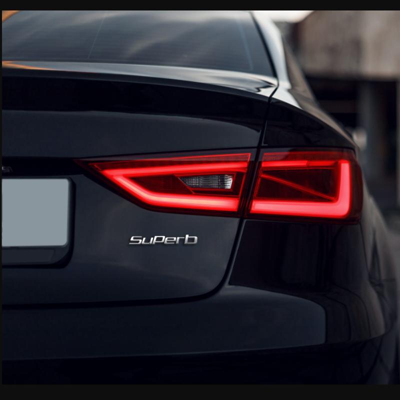 JIYQ3 Car Emblem Metal Badge Logo Body Decals Sticker For Skoda Superb Glossy Black Matte Black Auto Accessories