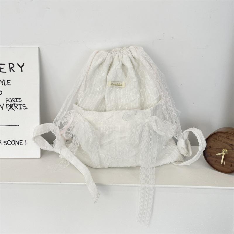 33 Lace Flower Bundle Backpack Student Class School Bag Drawstring Backpack Large Capacity Lightweight Canvas Bag