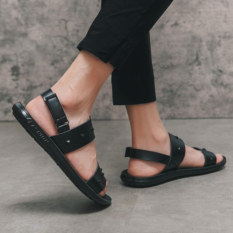 New Men Fashion Beach Sandals Black Flat Heel Casual Comfortable Sandals Men Outdoor Travel High Quality Sandals Size 38-45